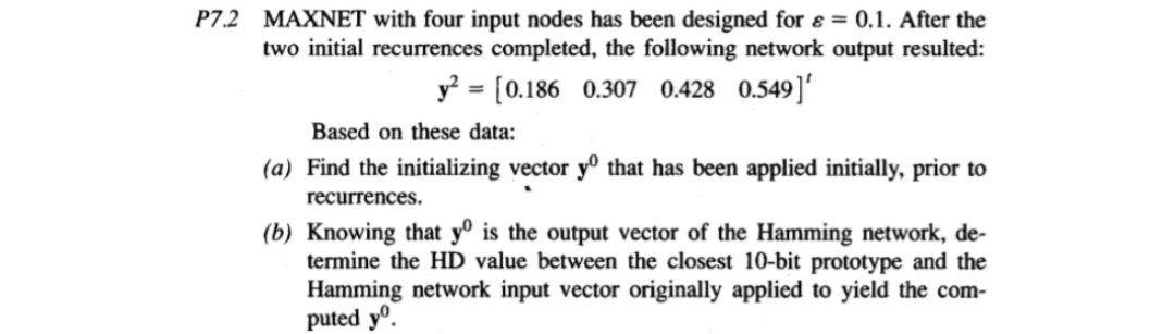 P7.2 MAXNET with four input nodes has been designed | Chegg.com