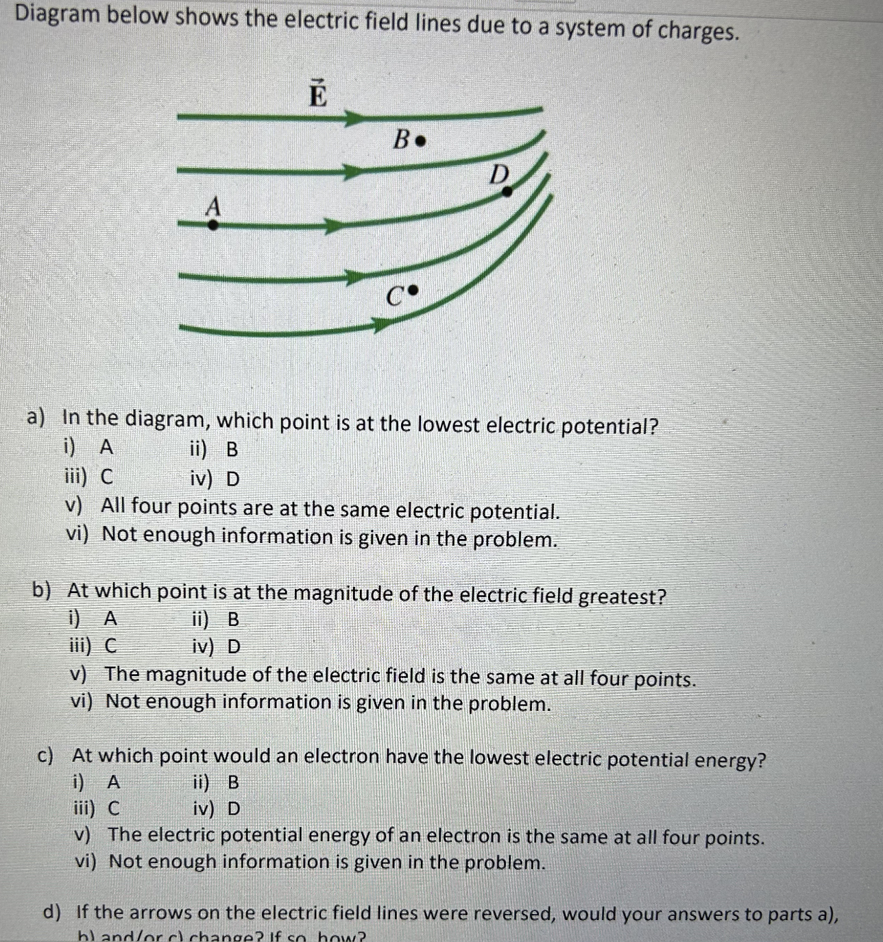 Solved Diagram below shows the electric field lines due to a | Chegg.com