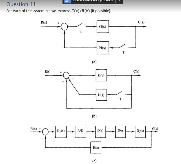Solved Question 11 For each of the system below, express | Chegg.com