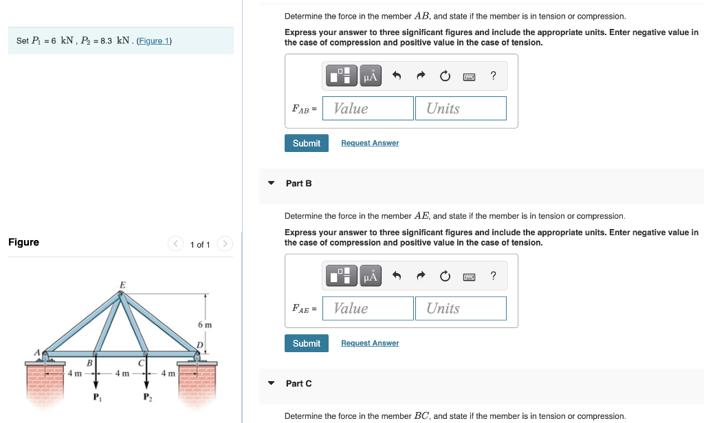 Solved Determine the force in the member BE, and state if | Chegg.com