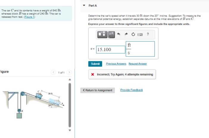 Solved The Car C And Its Contents Have A Weight Of 640lb. | Chegg.com