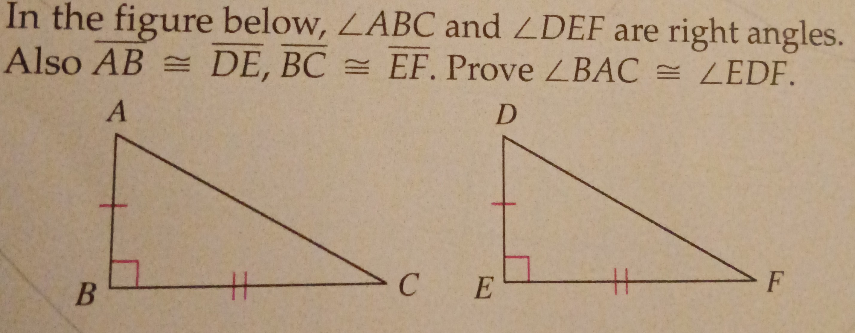 Solved In the figure below, ??ABC ﻿and ??DEF ﻿are right | Chegg.com