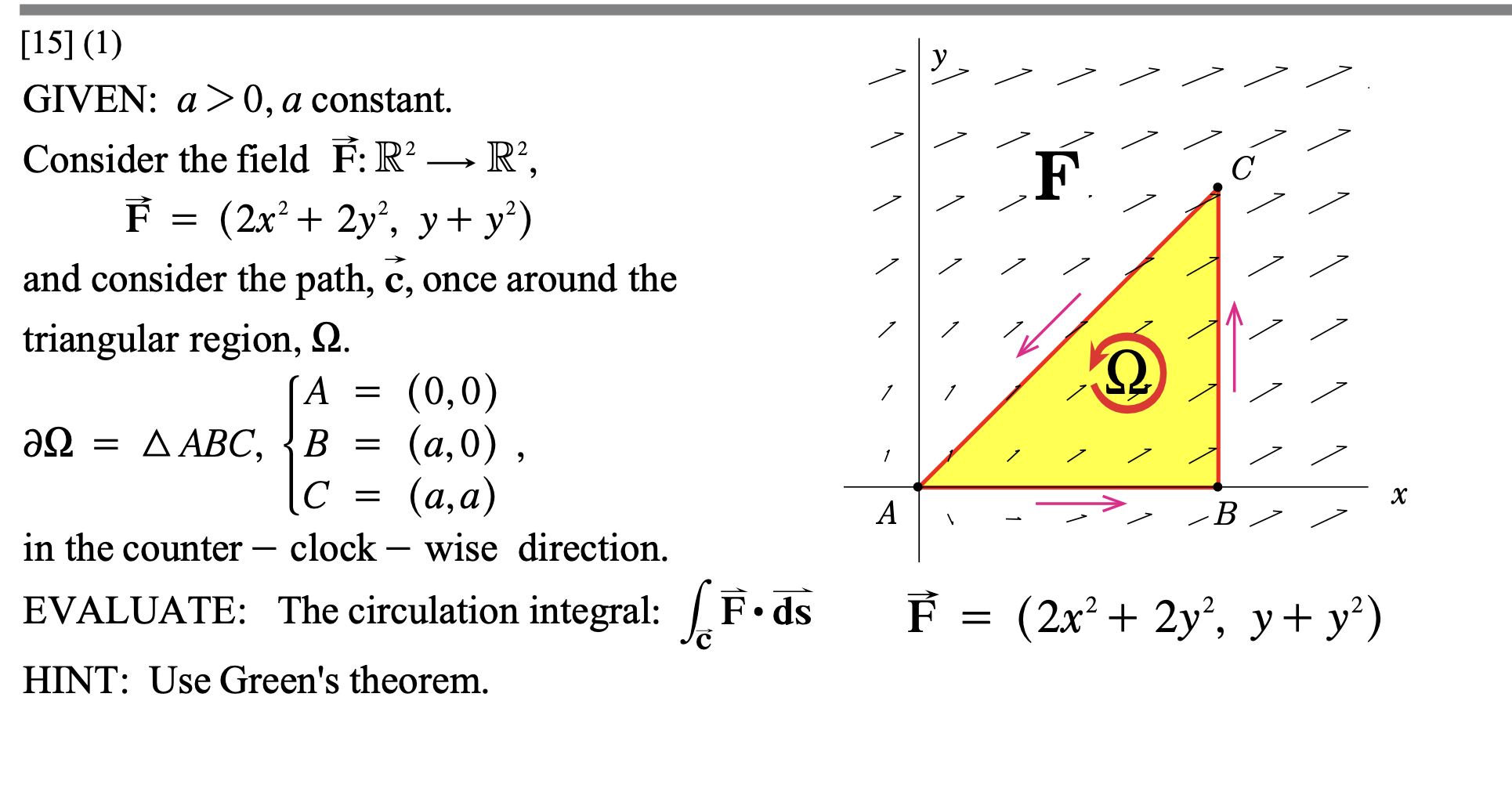 Solved Consider the field F:R2 R2, F=(2x2+2y2,y+y2) and | Chegg.com