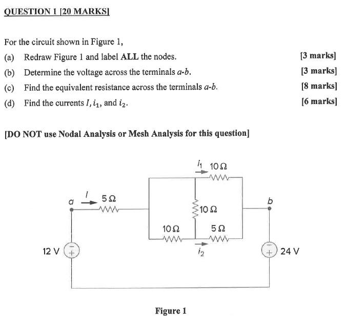 Solved QUESTION 1 [20 MARKS For the circuit shown in Figure | Chegg.com