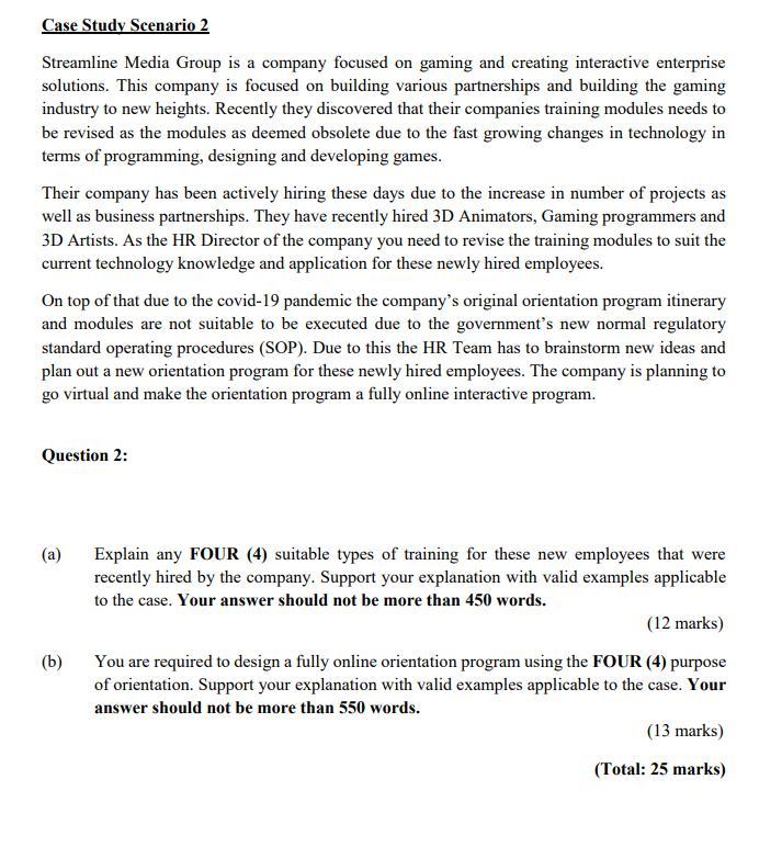 Case Study Scenario 2 Streamline Media Group Is A Chegg Com