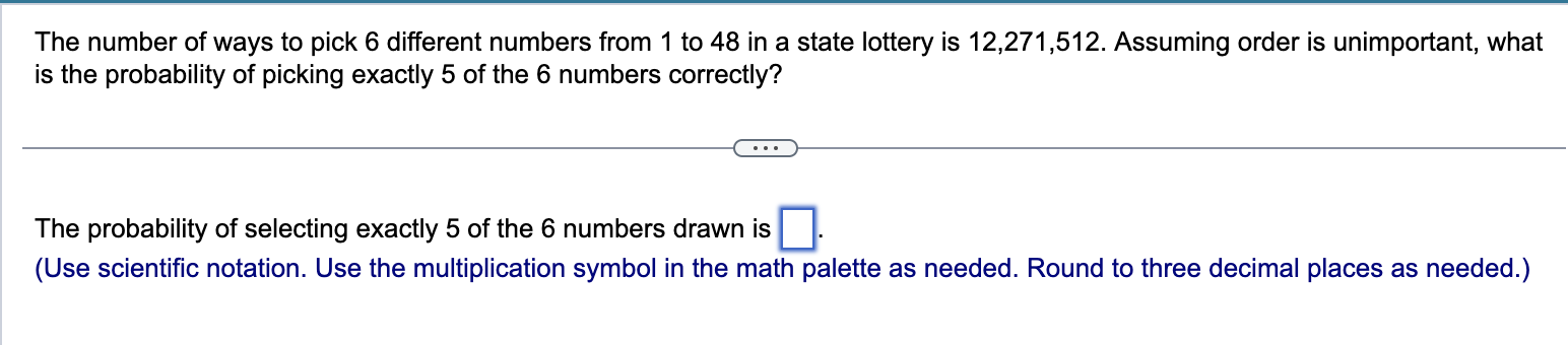 Solved The number of ways to pick 6 different numbers from 1 | Chegg.com