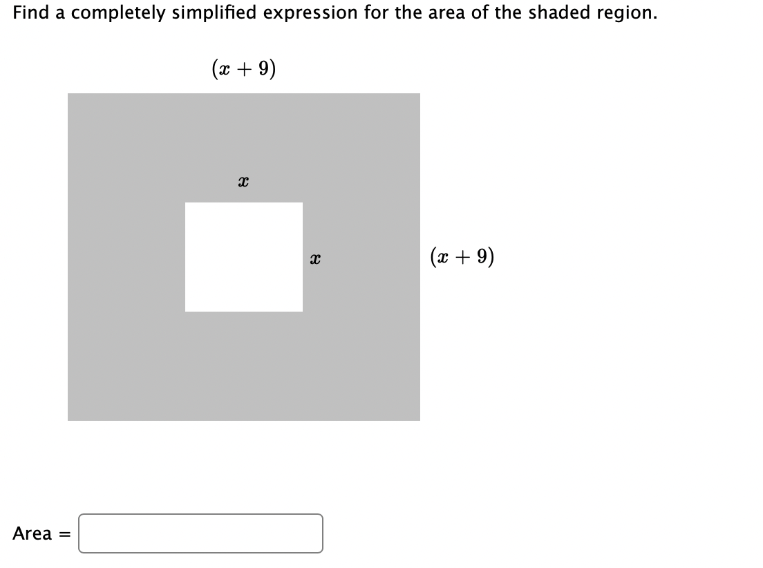 Solved Find a completely simplified expression for the area | Chegg.com