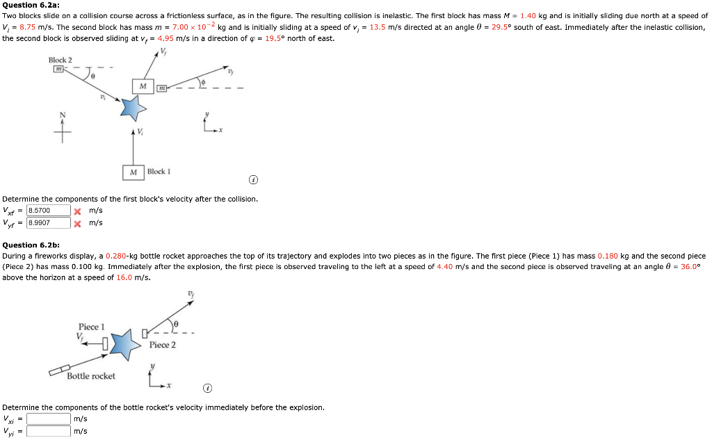 Solved Question 6.2a: Two blocks slide on a collision course | Chegg.com