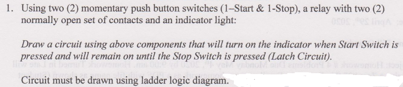 Solved 1. Using two (2) momentary push button switches | Chegg.com