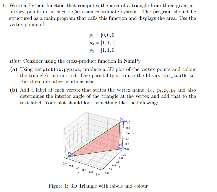 Solved Write a Python function that computes the area of a | Chegg.com