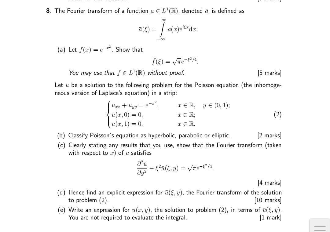 Solved 8. The Fourier transform of a function a e L'(R), | Chegg.com