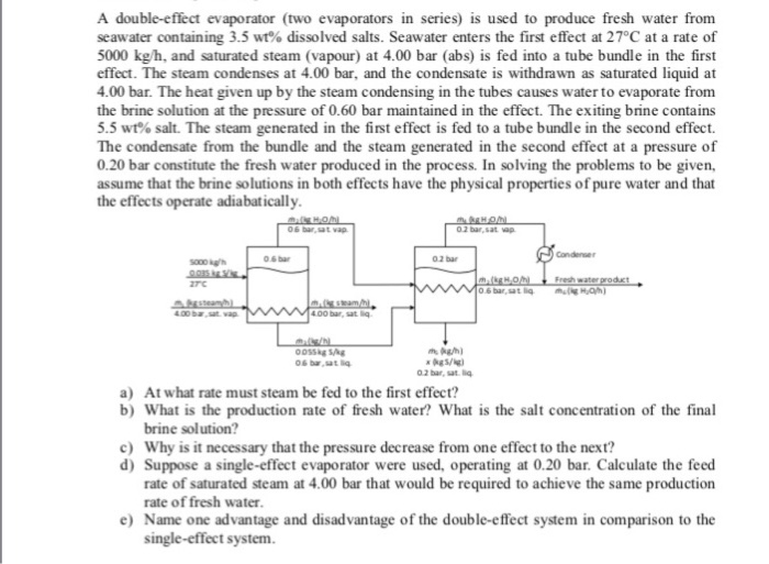 Solved A doubleeffect evaporator (two evaporators in