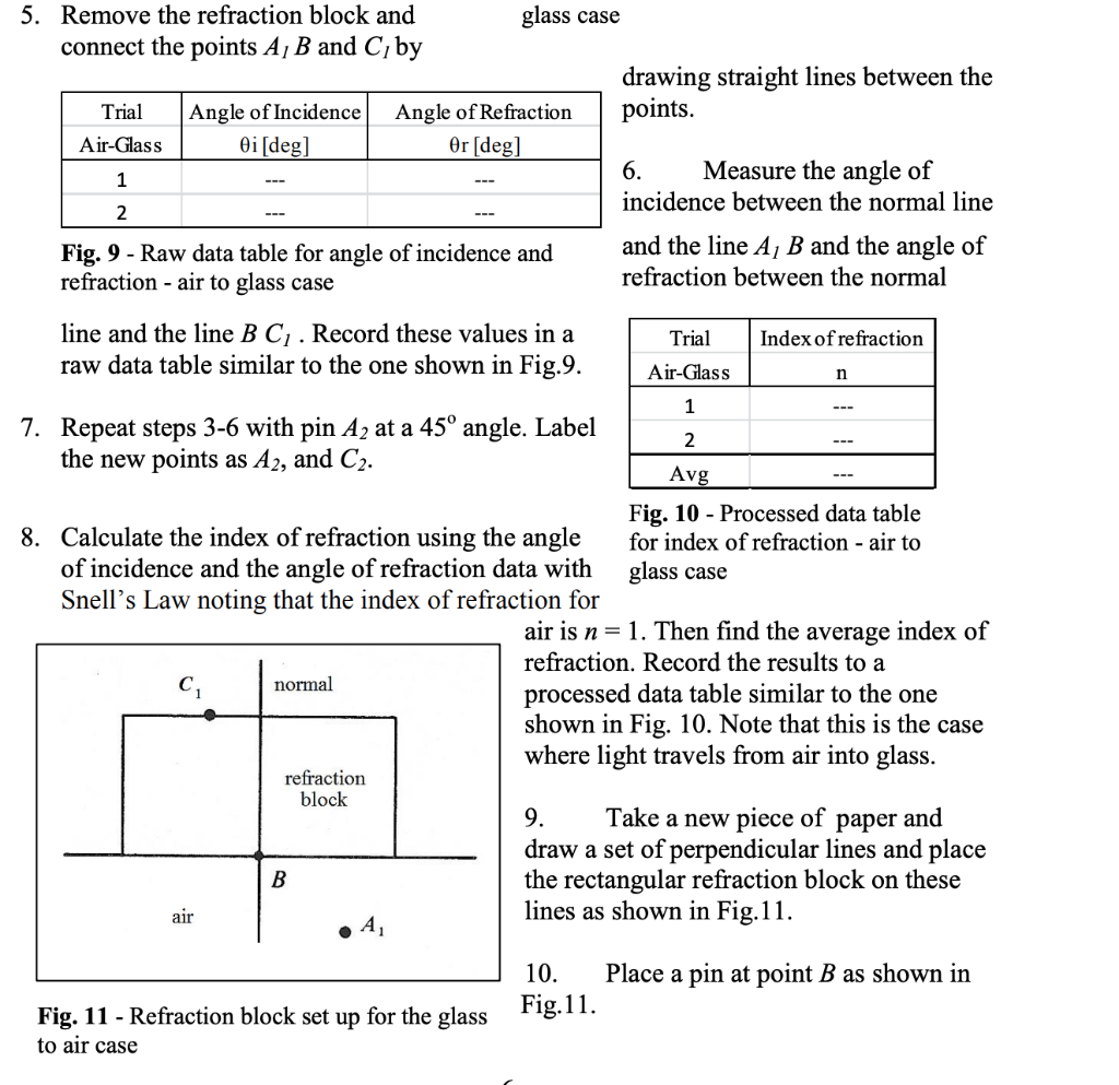 5. Remove the refraction block and glass case connect the points \( A_{I} B \) and \( C_{I} \) by
drawing straight lines betw