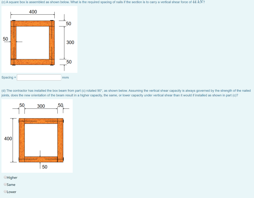 Solved Four Identical Pieces Of Wood Each 400 Mm 50 Mm Chegg Com