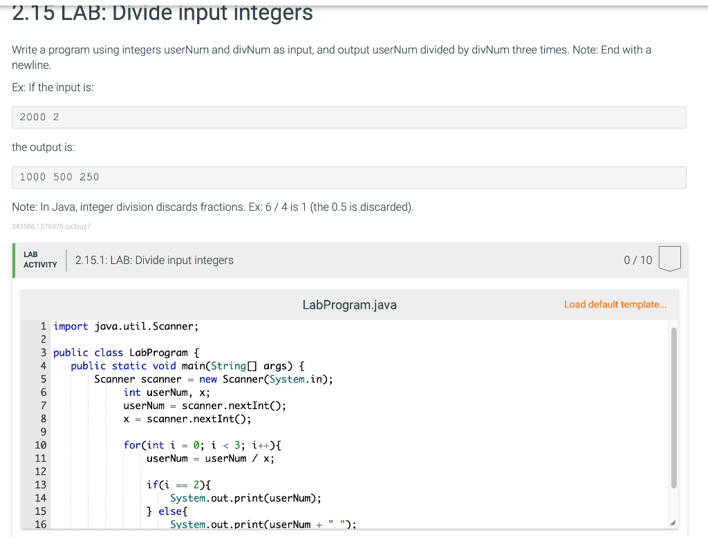 Solved 2 15 LAB Divide Input Integers Write A Program Using Chegg