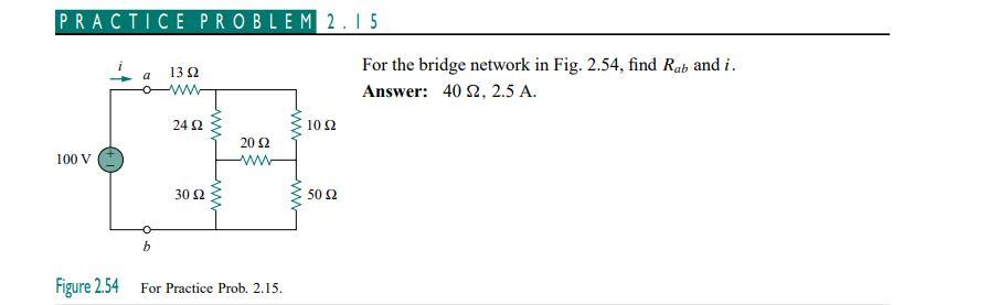 Solved PRACTICE PROBLEM2.15 For The Bridge Network In Fig. | Chegg.com