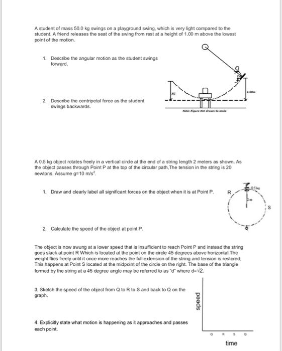 Solved A student of mass 50.0 kg swings on a playground | Chegg.com