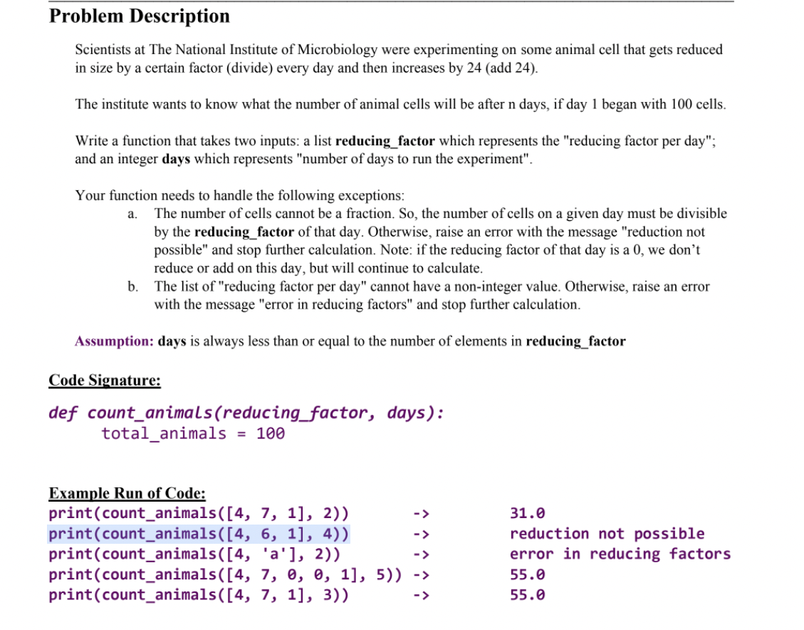 Solved Problem Description Scientists at The National | Chegg.com