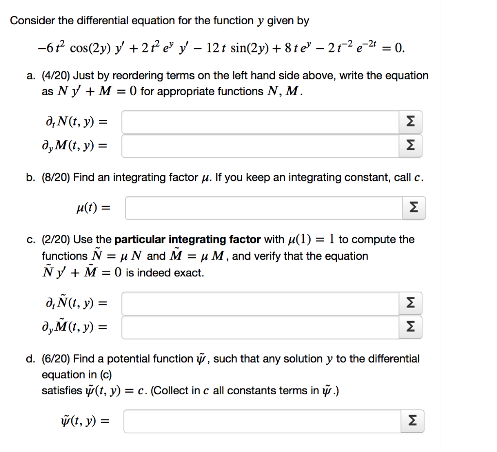 Solved Consider The Differential Equation For The Functio Chegg Com