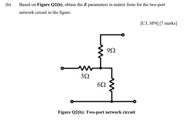 Solved (b) Based on Figure Q2(b), obtain the Z parameters in | Chegg.com