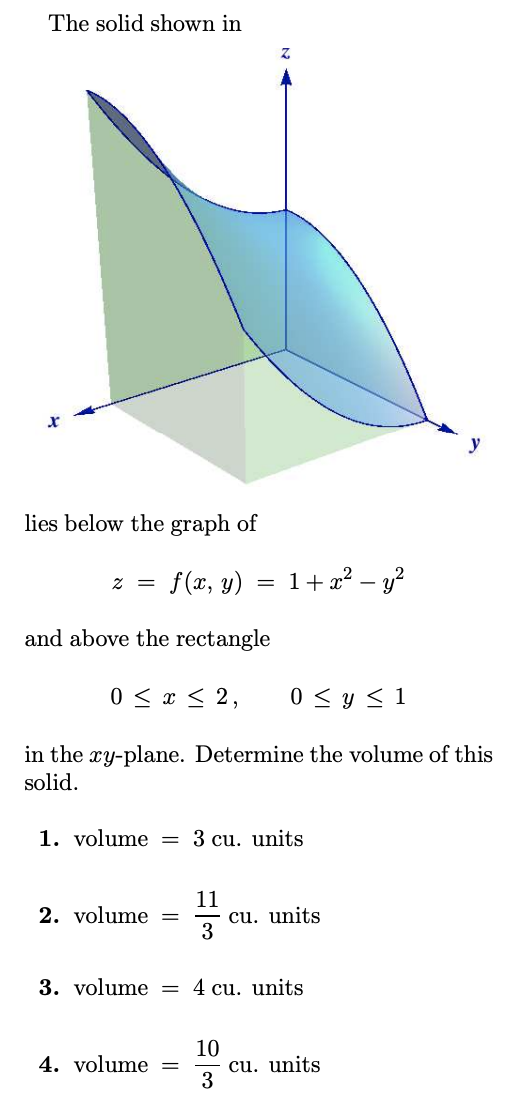 Solved The solid shown in lies below the graph of | Chegg.com