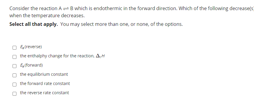 Solved Consider The Reaction A= B Which Is Endothermic In | Chegg.com