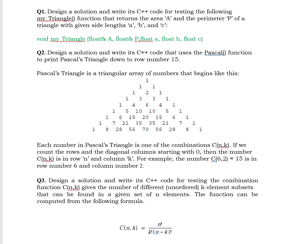 Solved Q1. Design a solution and write its C++ code for | Chegg.com