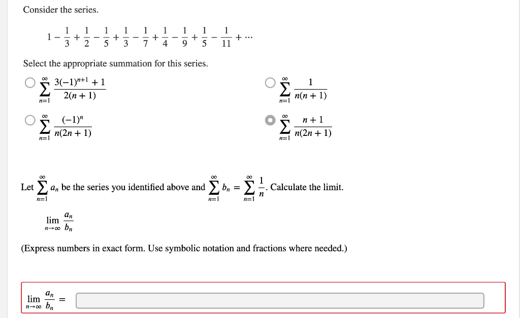 Solved Consider the series. 1 1 1 1 1 + 3 2 1 1 + 5 3 1 1 + | Chegg.com
