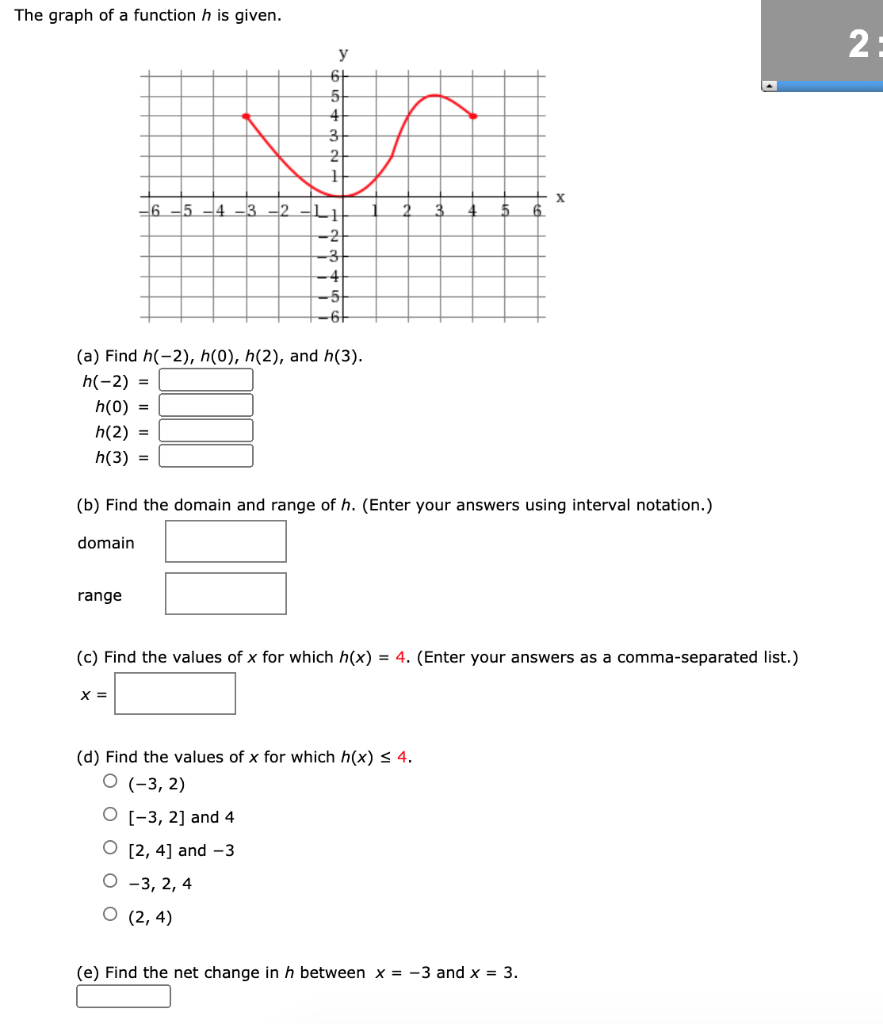 Solved The Graph Of A Function H Is Given 2 Y 61 5 4 3 Chegg Com