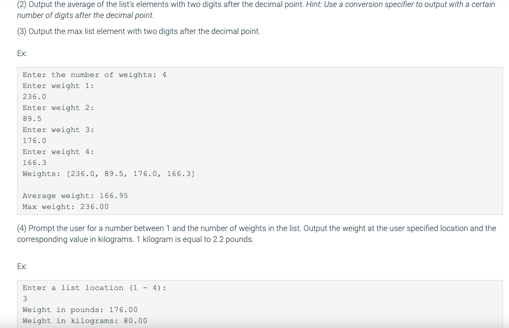 Solved Be able to • Get a list of numbers • Display the | Chegg.com