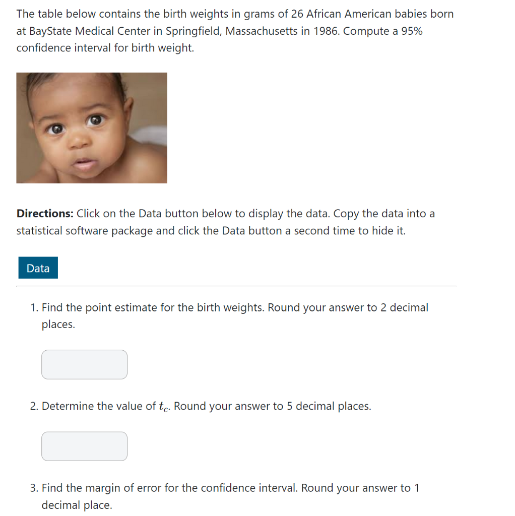 Solved The table below contains the birth weights in grams | Chegg.com