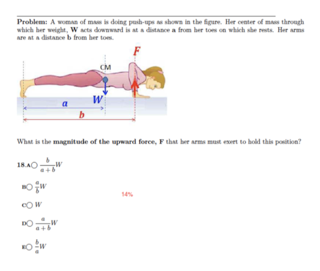 Solved Problem: A woman of mass is doing push-ups as shown | Chegg.com