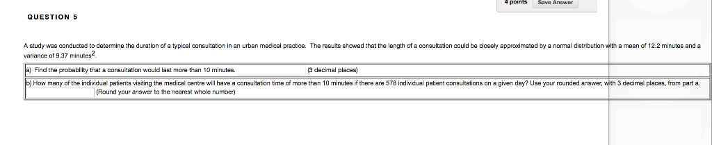 points Save Answer QUESTION5 A study was conducted to | Chegg.com