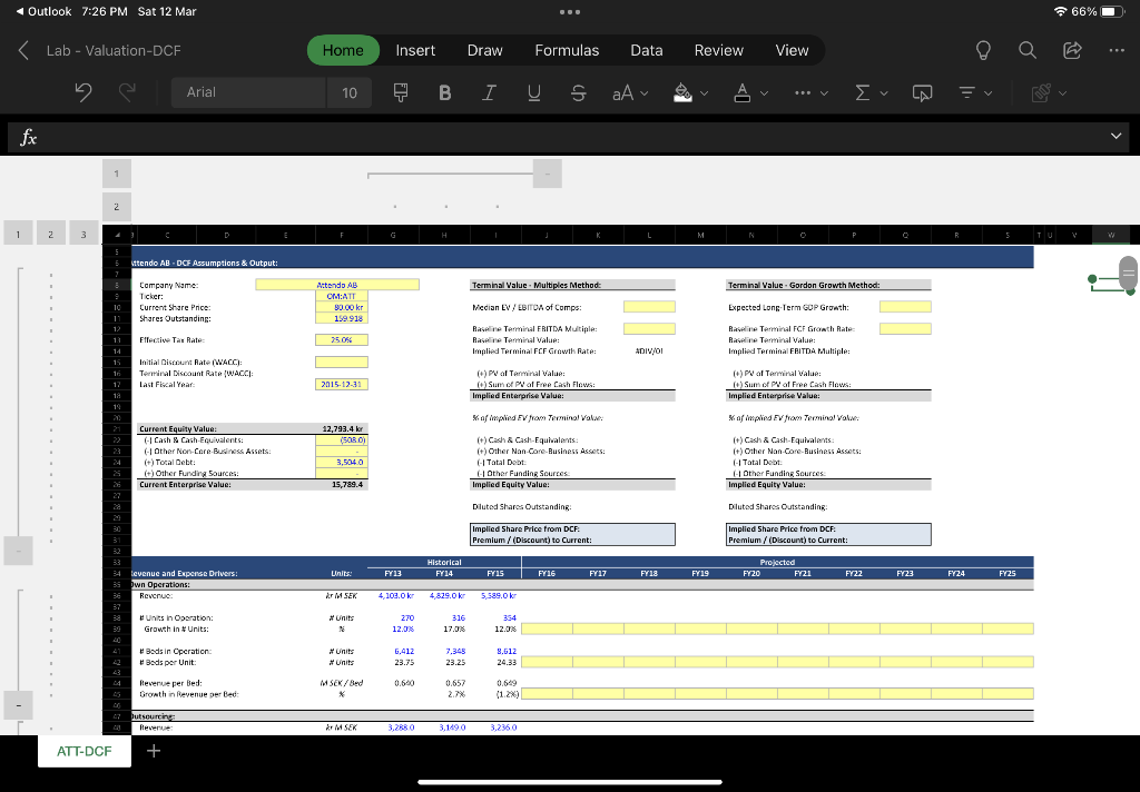 DCF / Valuation Case Study – Attendo AB – 30 | Chegg.com