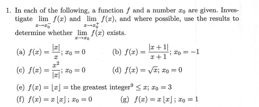 Solved 1. In Each Of The Following, A Function F And A 