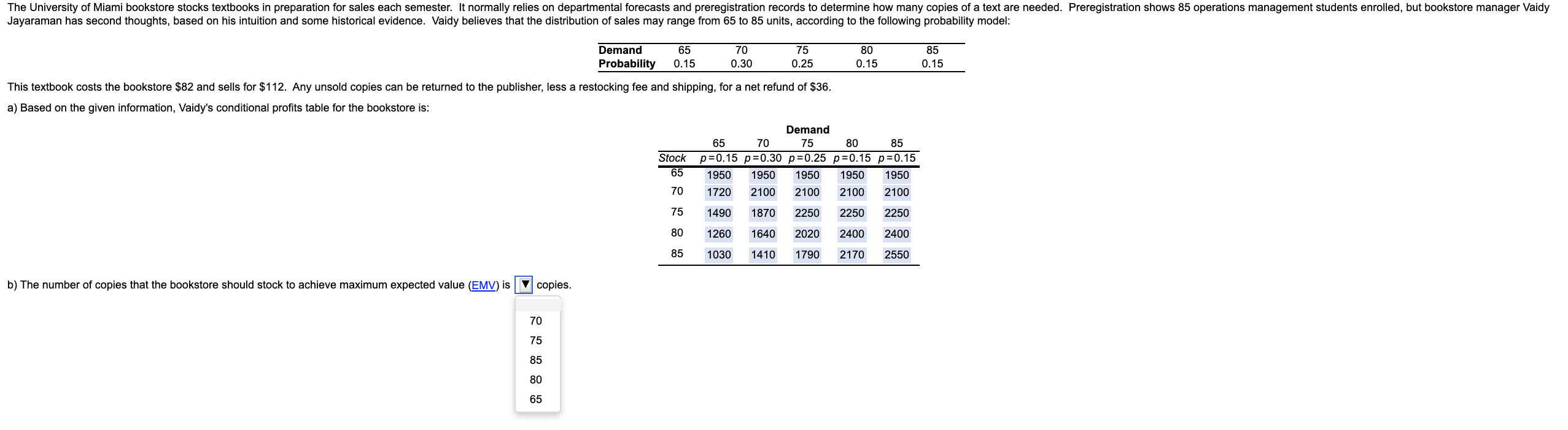 Solved The University of Miami bookstore stocks textbooks in