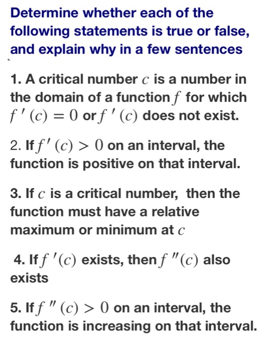 Solved Determine whether each of the following statements is | Chegg.com
