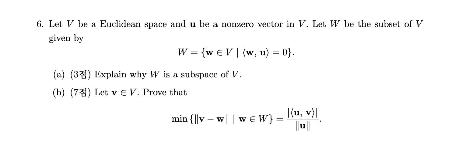 Solved 6. Let V be a Euclidean space and u be a nonzero | Chegg.com