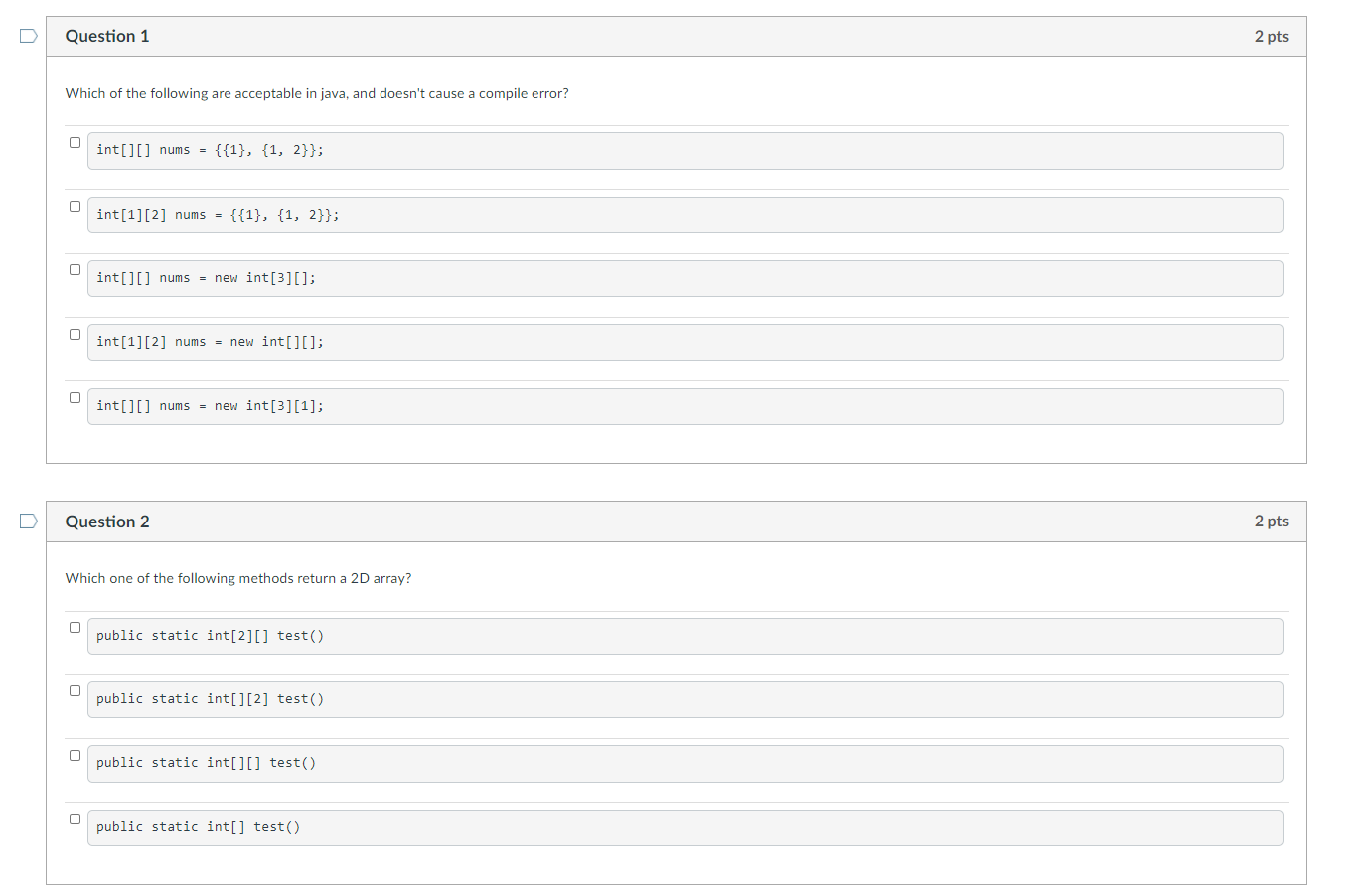 Solved Question 1 2 pts Which of the following are | Chegg.com