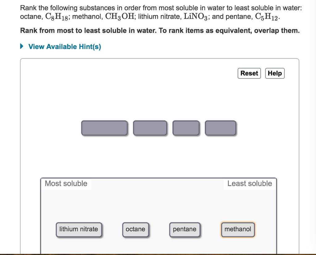 solved-rank-the-following-substances-in-order-from-most-chegg