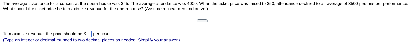 Solved What should the ticket price be to maximize revenue | Chegg.com