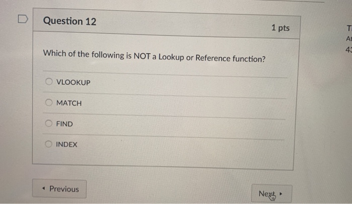 Solved Question 10 1 pts function returns the number of | Chegg.com