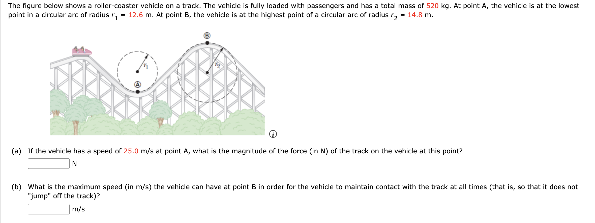 Solved The Figure Below Shows A Roller-coaster Vehicle On A | Chegg.com