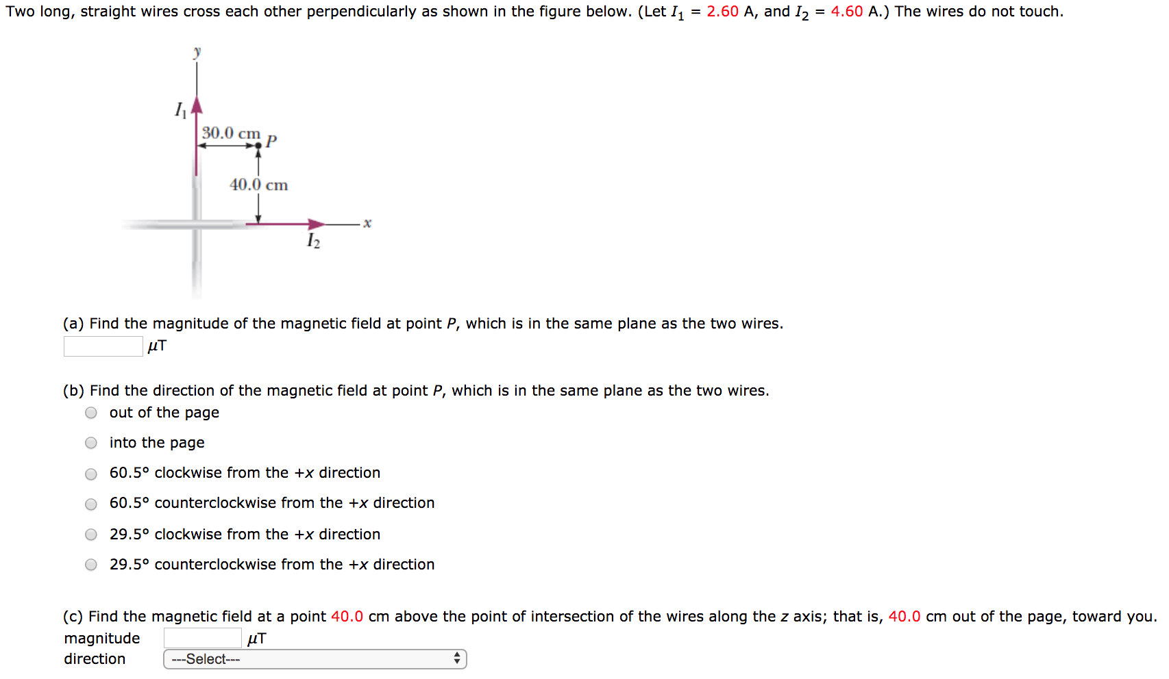 Solved Two long, straight wires cross each other