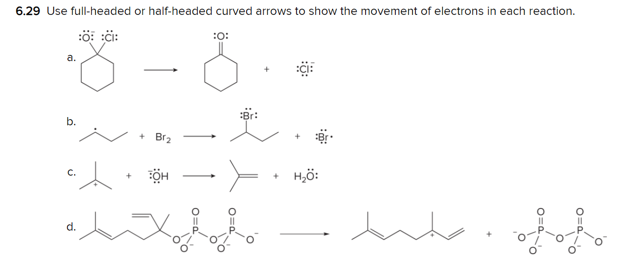 Solved 6.29 Use full-headed or half-headed curved arrows to | Chegg.com