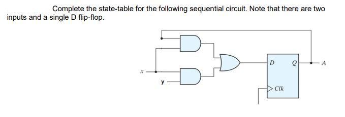 Solved Complete the state-table for the following sequential | Chegg.com