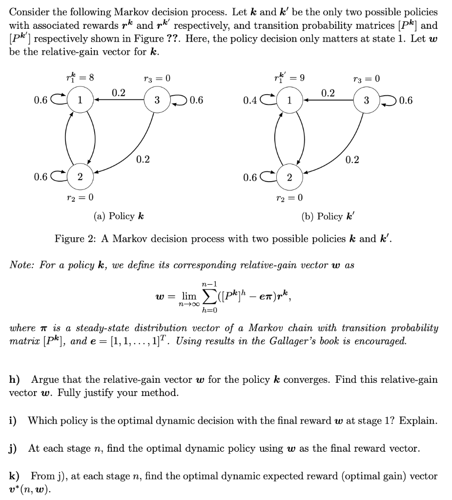Consider the following Markov decision process. Let k | Chegg.com