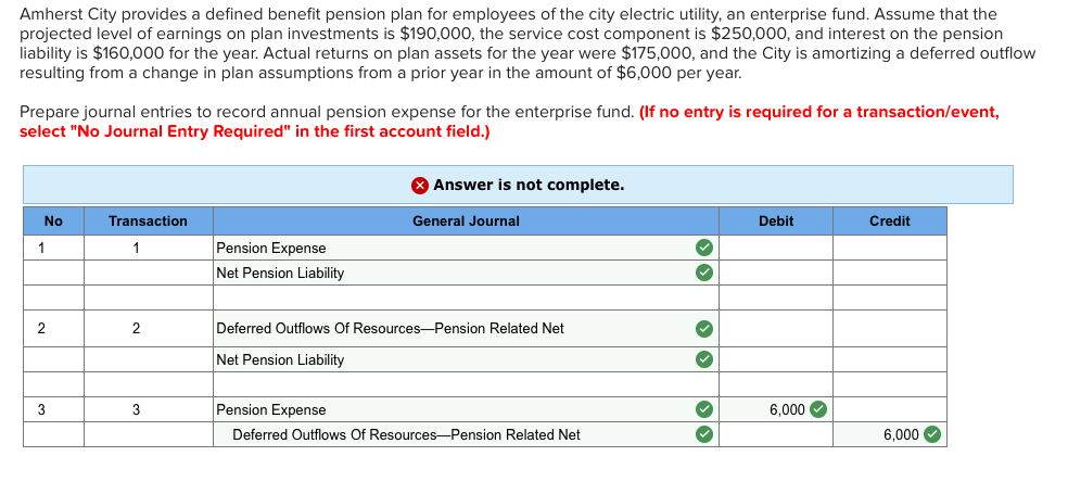 Solved Amherst City provides a defined benefit pension plan | Chegg.com