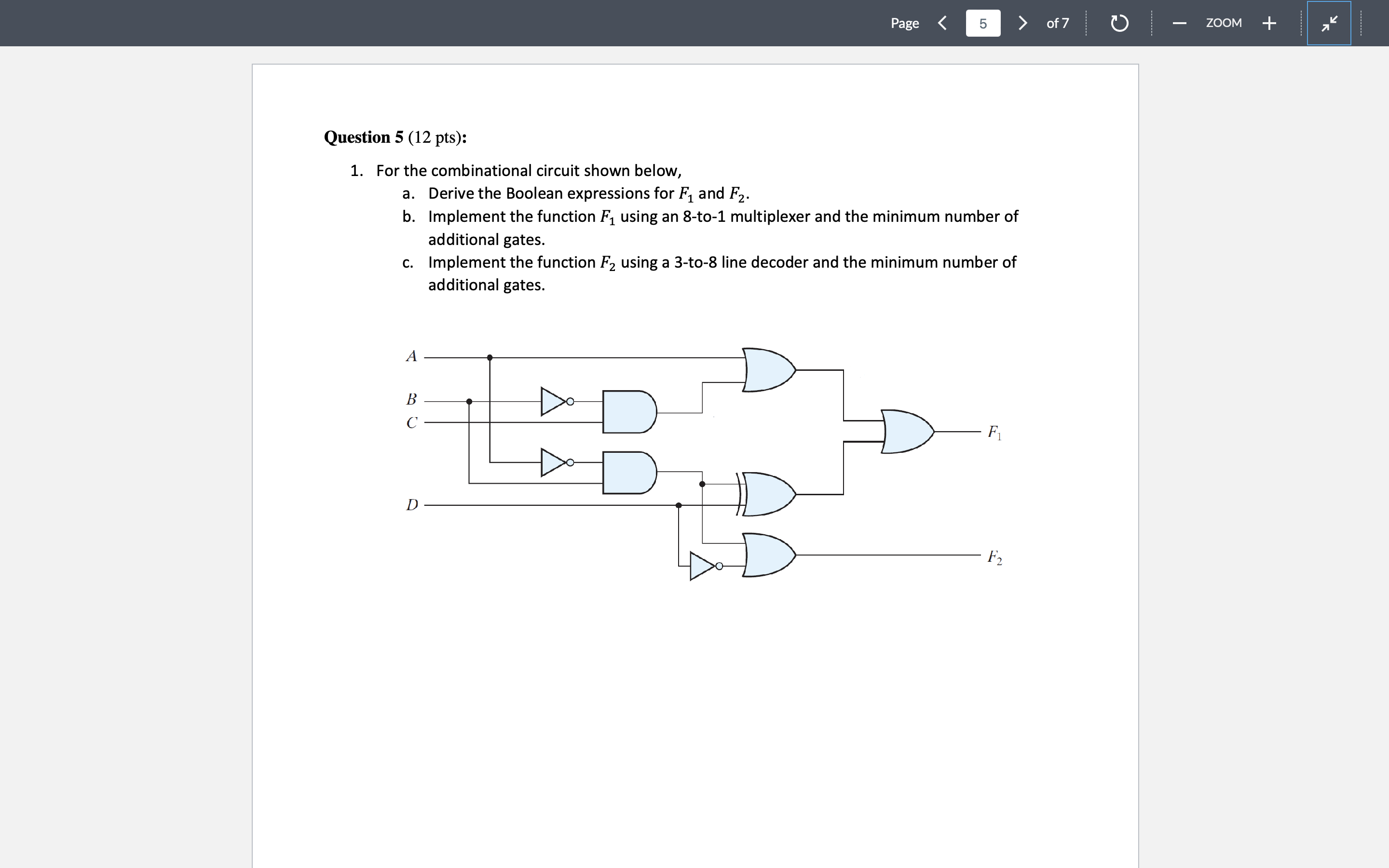 Solved 1. For The Combinational Circuit Shown Below, A. | Chegg.com