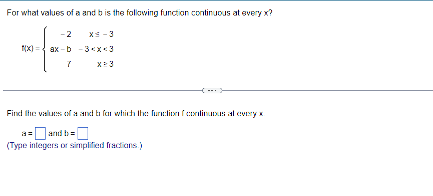 Solved For What Values Of A And B Is The Following Function | Chegg.com